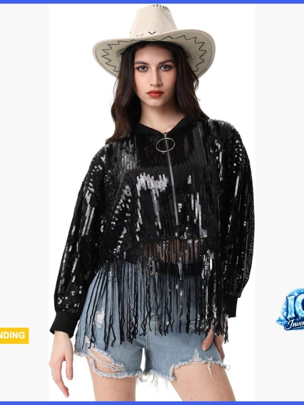 Sequin Fringe Jacket with Tassel Sparkle Long Sleeve Party Coat
